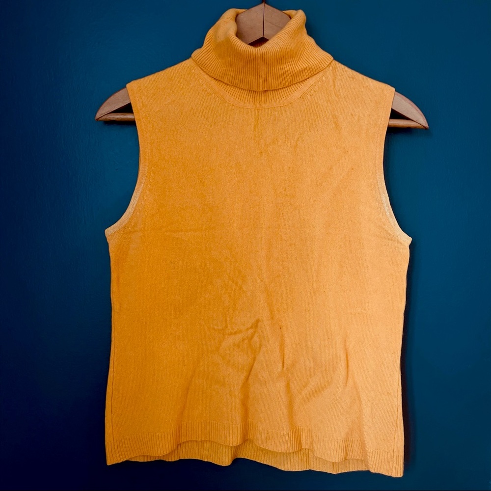 Golden Cashmere Turtleneck Tank Top